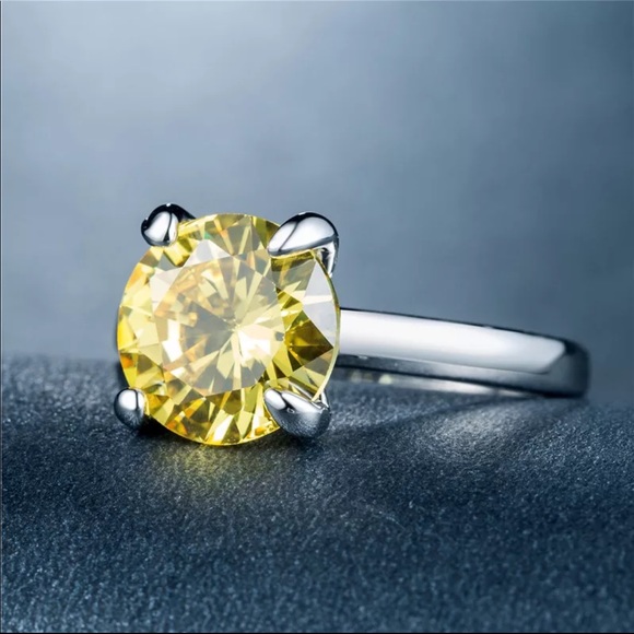 New Women’s 925 Silver Citrine Round Cut Ring - Picture 2 of 3